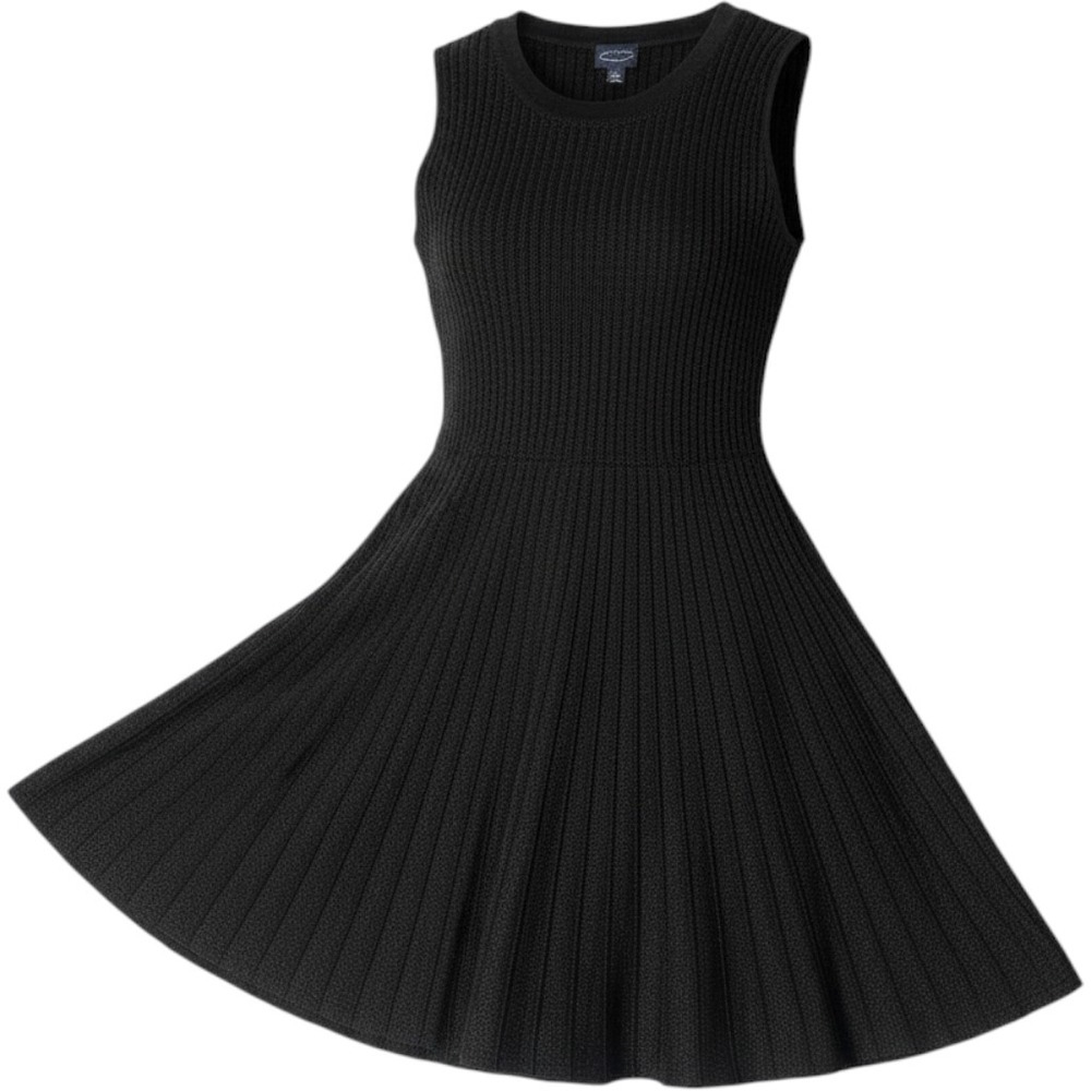 Mini Dress Scoop Women Black Metallic Ribbed Sleeveless Fit and Flare New M 8-10